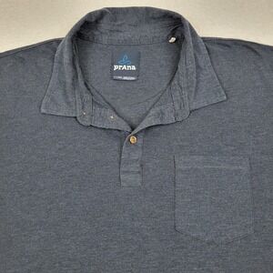 Prana Short Sleeve Pocket Polo Shirt Mens XL Blue Hiking **READ‎